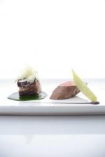 <br />Roasted fillet and slow cooked shoulder of lamb with black olive and fennel