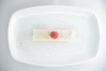 <br />Caramel mille feuille with raspberry and mint leaves