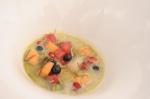 <br />Chef Corrado Assenza's dish creation: couscous with fresh fruits, apple juice & Sicilian lemon, green tea, wakame, grape distillate