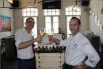 <br />Chef Patrick Heuberger of Le Bistrot Du Sommelier toasting with Tomaso Crocetta of Vino