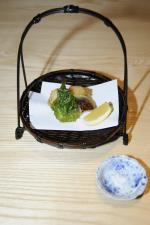 <br />Manganji pepper and prawn paste tempura