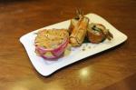 <br />Deep fried prawn with yam and spicy mung bean noodles in dragon fruit cup