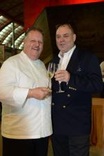 <br />Chef Scott Webster and Mr Peter Knipp catching up over a glass of bubbly