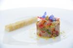 <br />Sea bass tartar with oyster vinaigrette and herb salad