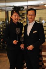 <br />Cindy Gan and Kenneth Au (Chef Sommelier & Crockfords Grill Manager) of Resorts World Sentosa