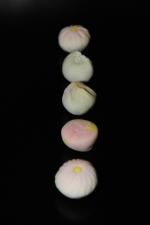 <br />cherry blossom, lily of the valley, peony, maple, and chrysanthemum wagashi
