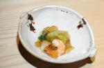 <br />Dashi jelly with prawn, winter melon, and broad bean